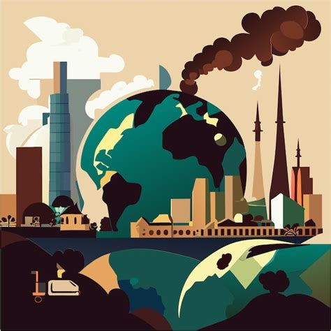 Premium Vector | Sick earth syndrome in art pollution concept