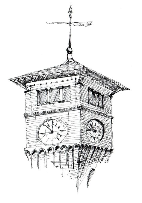 Clock Tower | Clock tower, Sketch book, Architectural sketch