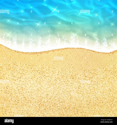 Ocean beach wave on sand or sea shore with water froth tide. Vector 3D ...