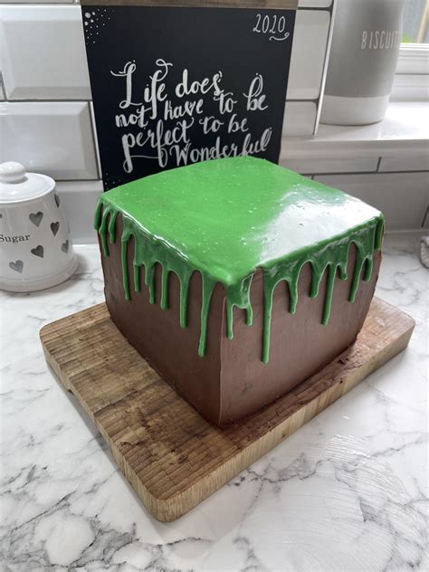 Made a grass block cake! : r/Minecraft