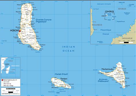 Large size Road Map of Comoros - Worldometer