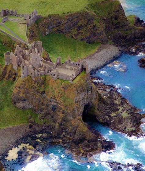 Aerial view of Dunluce Castle, Antrim, Ireland | Ireland travel, Castle ...