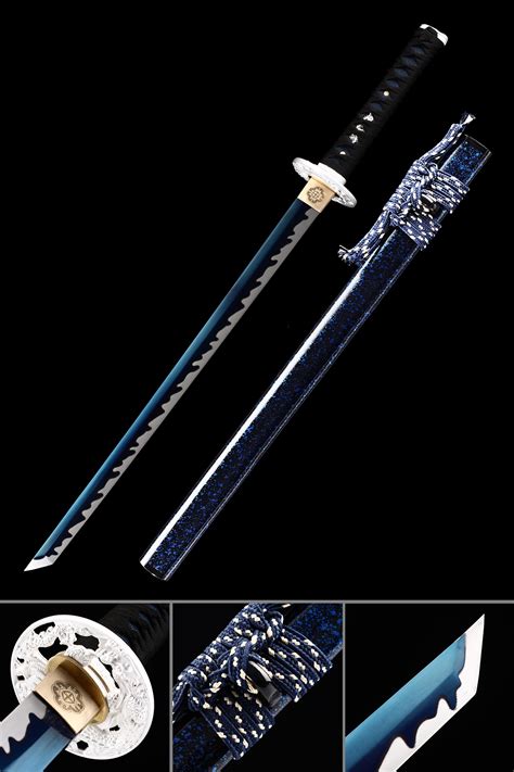 Blue Ninja Sword | Handmade Japanese Ninjato Ninja Sword With Dark Blue Blade - TrueKatana