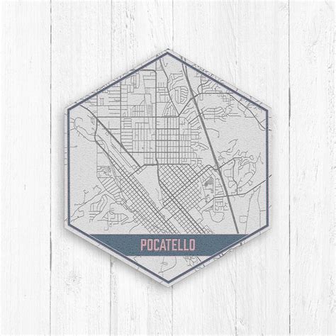 Pocatello Idaho Street Map Pocatello Idaho Hexagon Gray and - Etsy