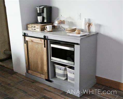 Barn Door Cabinet with Mini Fridge and Microwave | Ana White