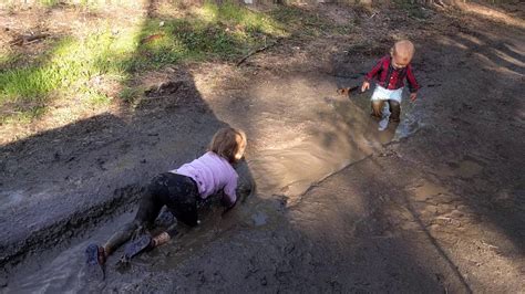 Kids Playing in Mud Puddle - May 2020 - YouTube