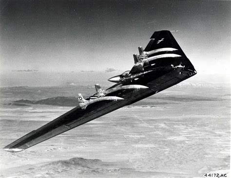 1947: Northrop YB-49 Flying Wing in flight near Muroc Air Force Base ...