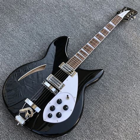 Black Ricken 6 strings Jazz Electric Guitar,High quality Semi hollow ...