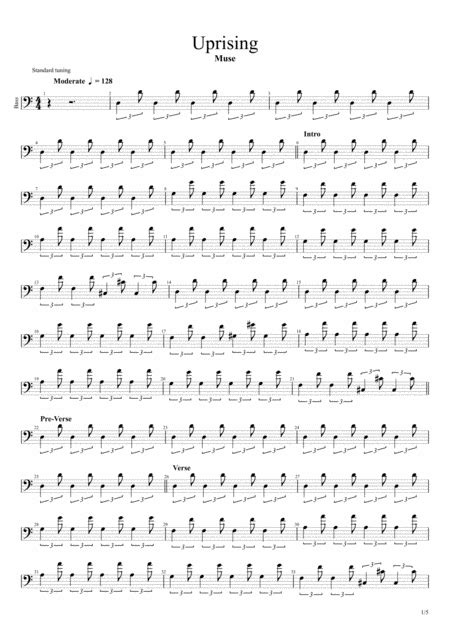 Uprising (arr. Hugo Neves) by Muse Sheet Music for Bass Guitar Tab at ...