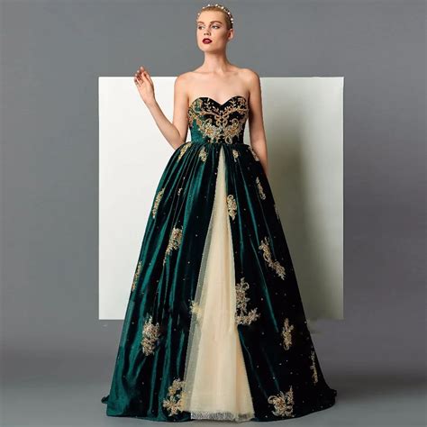 Retro Emerald Green Ball Gown Long Evening Dresses 2017 Appliques ...