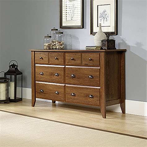 SAUDER Shoal Creek 6-Drawer Oiled Oak Dresser-410287 - The Home Depot