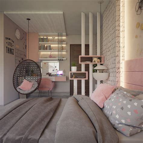 Pink and Grey Bedroom on Behance