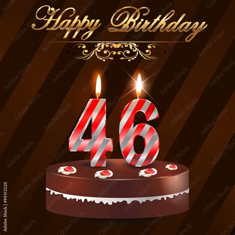 46 year Happy Birthday Card with cake and candles, 46th birthday ...