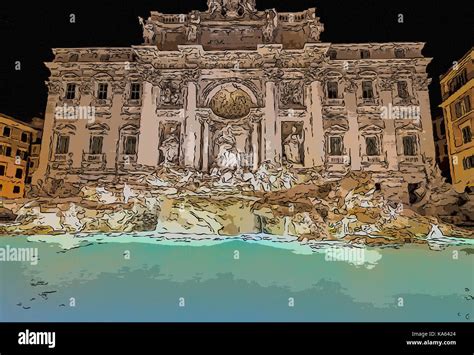 Trevi Fountain at night in Rome, Italy Stock Photo - Alamy