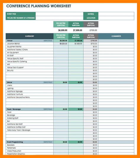 Event Planning Template Excel Free