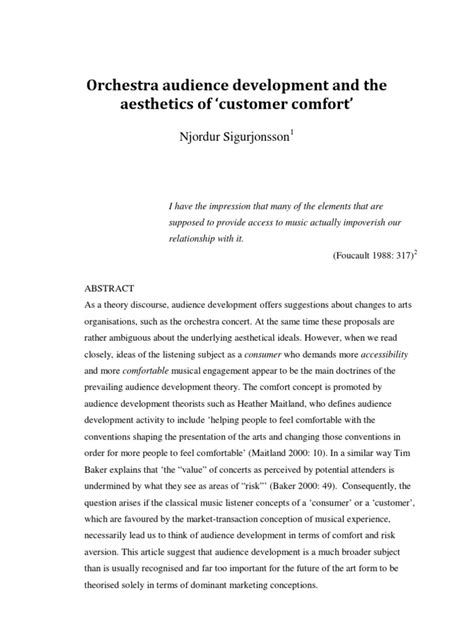 Orchestra Audience Development and The Aesthetics of Comfort | Download Free PDF | Theodor W ...