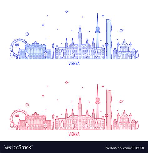 Vienna skyline austria city buildings Royalty Free Vector