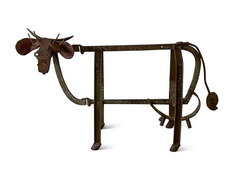 Folk Art Iron Cow Sculpture Auction