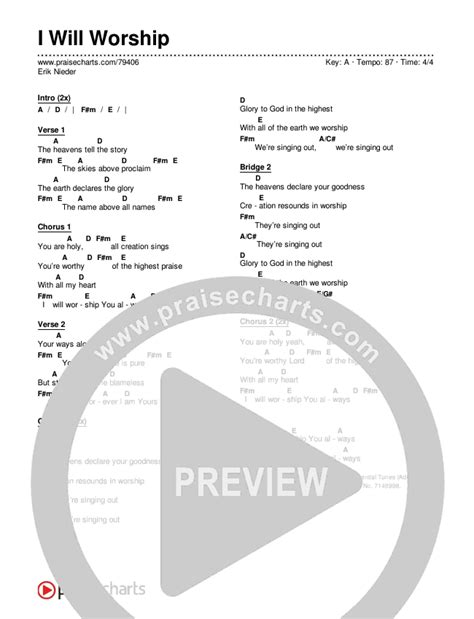 I Will Worship Chords PDF (Erik Nieder) - PraiseCharts