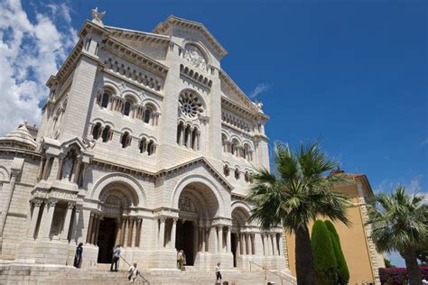 Exterior of the Monaco Cathedral (Cathedrale De Monaco) in Monaco-Ville ...