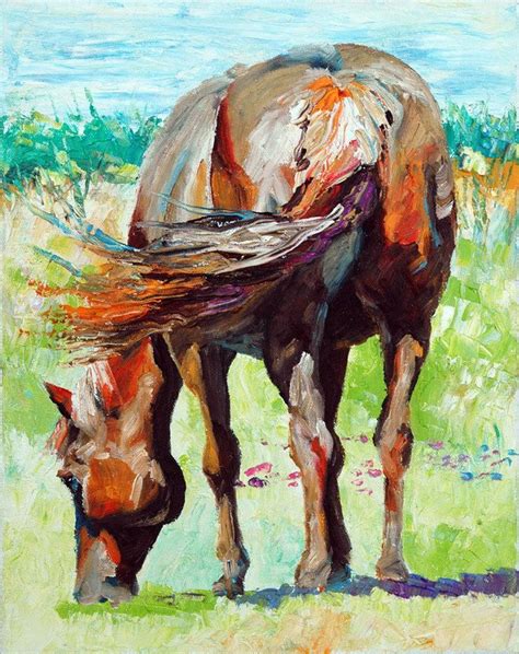 Original Chestnut Horse Painting 11x14 big tail swish | Pinterest ...