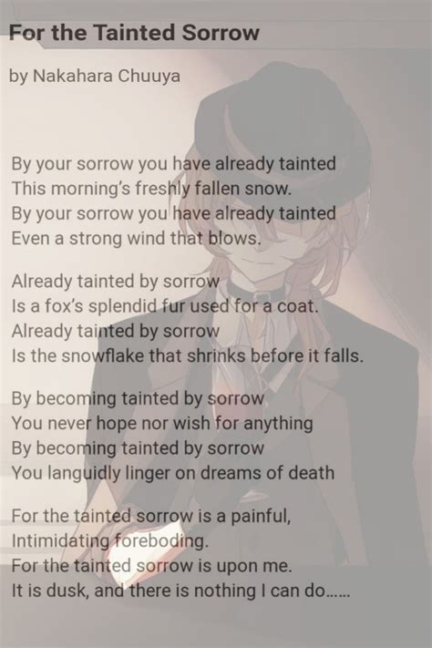 "For the Tainted Sorrow" BSD | Bungou stray dogs, Stray dog, Anime quotes inspirational