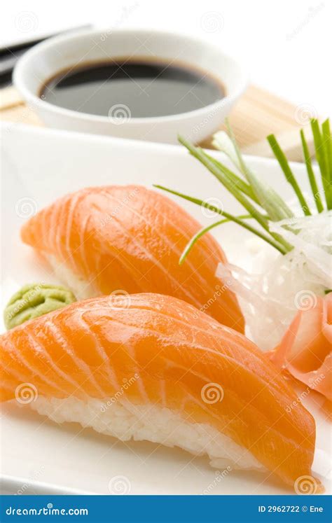 Salmon sushi stock photo. Image of isolated, board, dinner - 2962722