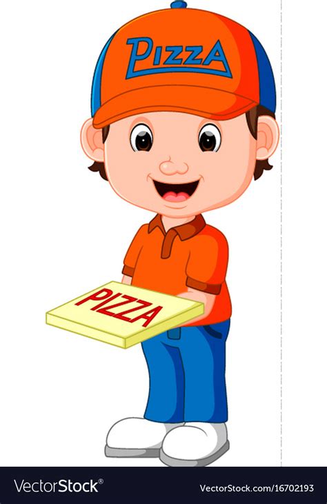 Pizza delivery man cartoon Royalty Free Vector Image