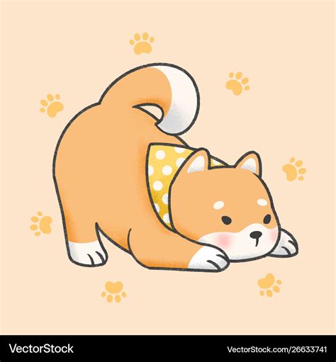 Shiba inu dog cartoon hand drawn style Royalty Free Vector