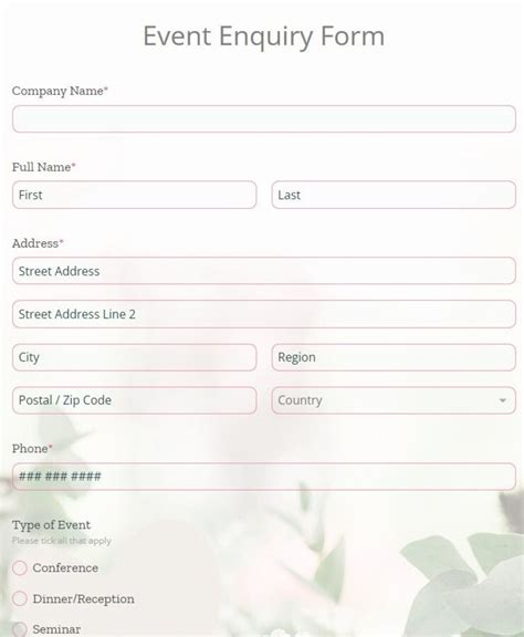 Event Enquiry Form Template | 123FormBuilder