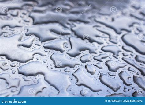 Drops of Rain Water on the Surface Close Up Stock Image - Image of abstract, glass: 167300503