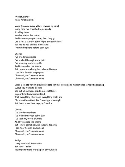 Never Alone Lyrics | PDF