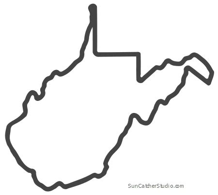 West Virginia – Map Outline, Printable State, Shape, Stencil, Pattern | West virginia tattoo ...