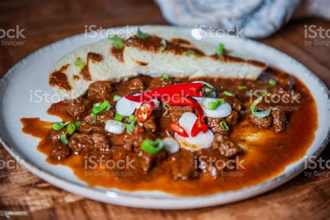 Savory Hungarian Goulash With Dumplings Stock Photo - Download Image Now - Beef, Beef Stew ...