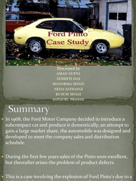 the ford Pinto case study | Corporate Social Responsibility | Business Ethics