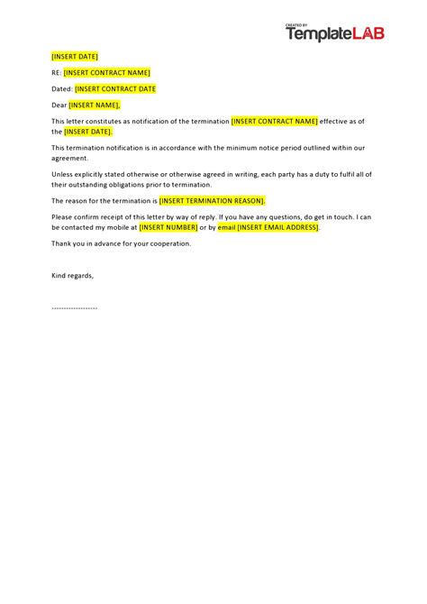 Business Contract Termination Letter Sle Template - Infoupdate.org