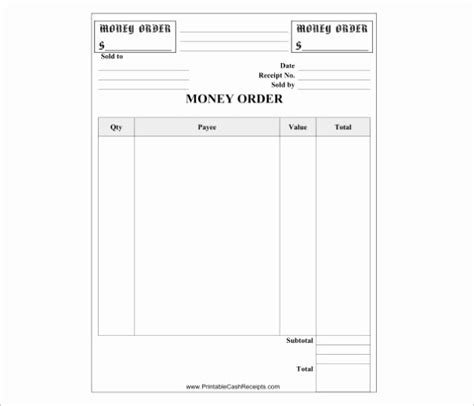 Money Order Receipt Template