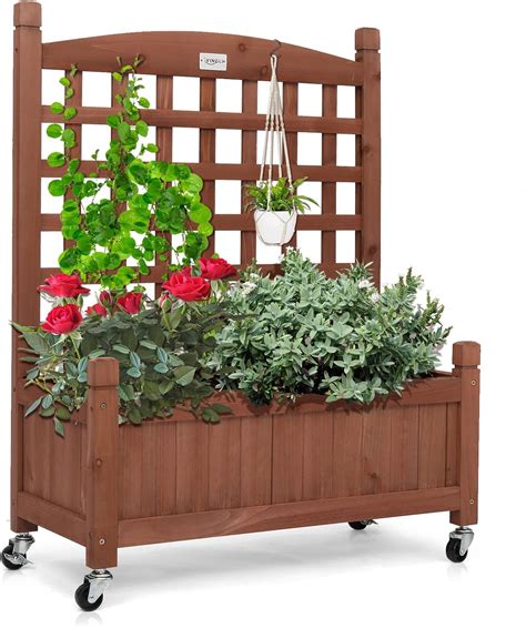 VINGLI Wood Planter Box with Trellis and Optional Australia | Ubuy