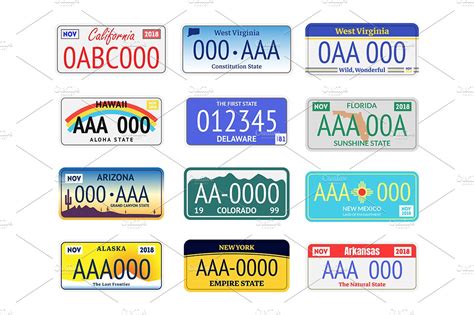 Vehicle Registration Plates Set. | Transportation Illustrations ~ Creative Market