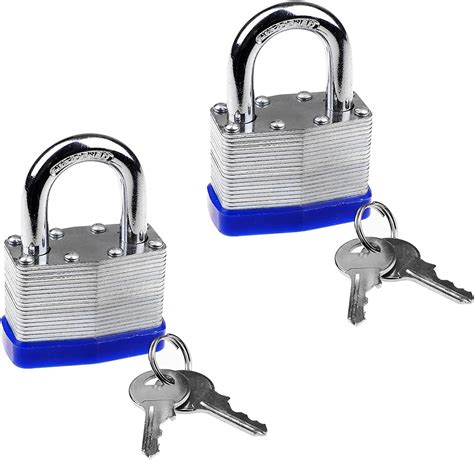 2 Pack Laminated Padlock with Keys,30mm Heavy Duty Key Pad Lock Outdoor ...