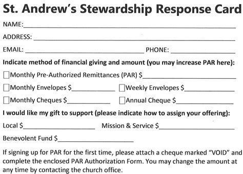 Turning in Your Stewardship Response Cards | St. Andrew's United Church