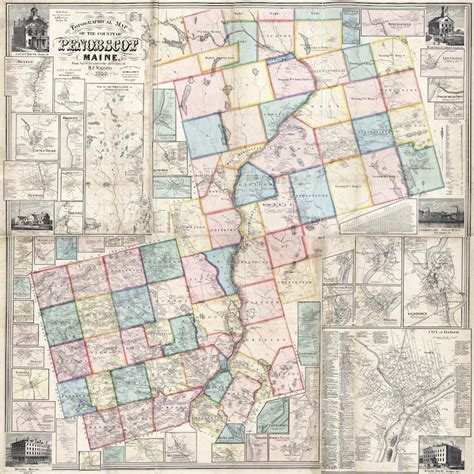 1859 Map of Penobscot County Maine Landowners - Etsy