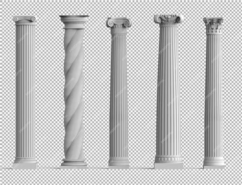 Premium PSD | Realistic set of ancient isolated 3D columns with ...