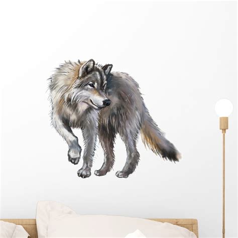 Wolf Wall Decal Sticker by Wallmonkeys Vinyl Peel and Stick Graphic (18 in W x 16 in H ...