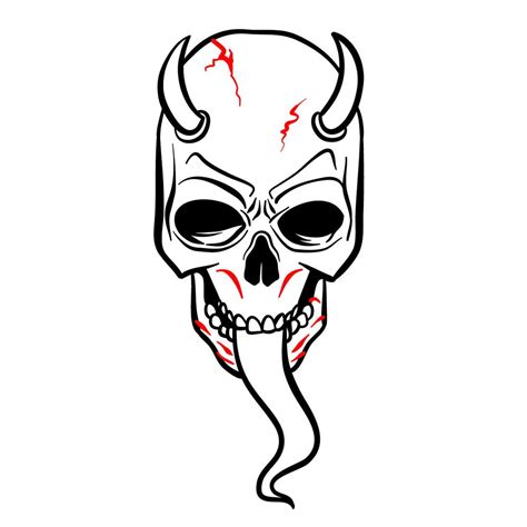 How to draw a Devil's Skull - Sketchok easy drawing guides