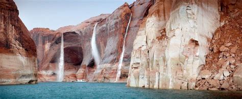 waterfalls in hidden canyons of Lake Powell | Lake powell, Lake, Vacation spots