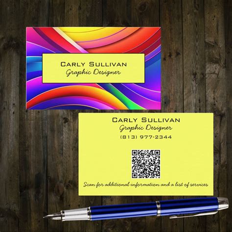 Qr Code Business Card, Rainbow Abstract, Zazzle, Graphic Design, Text, Personalised, Visual ...