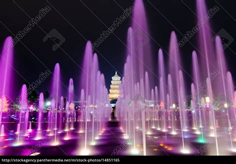 Musical Fountain Show in front of the Big Wild Goose - Stock Photo ...