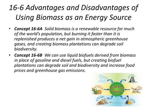 PPT - 16-6 Advantages and Disadvantages of Using Biomass as an Energy ...