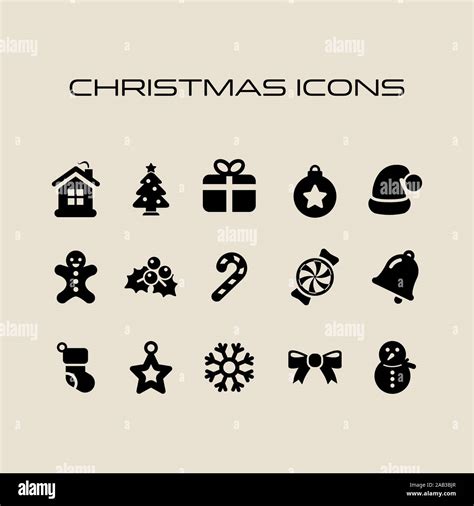 Christmas icon set simple flat style Christmas symbols Stock Vector ...